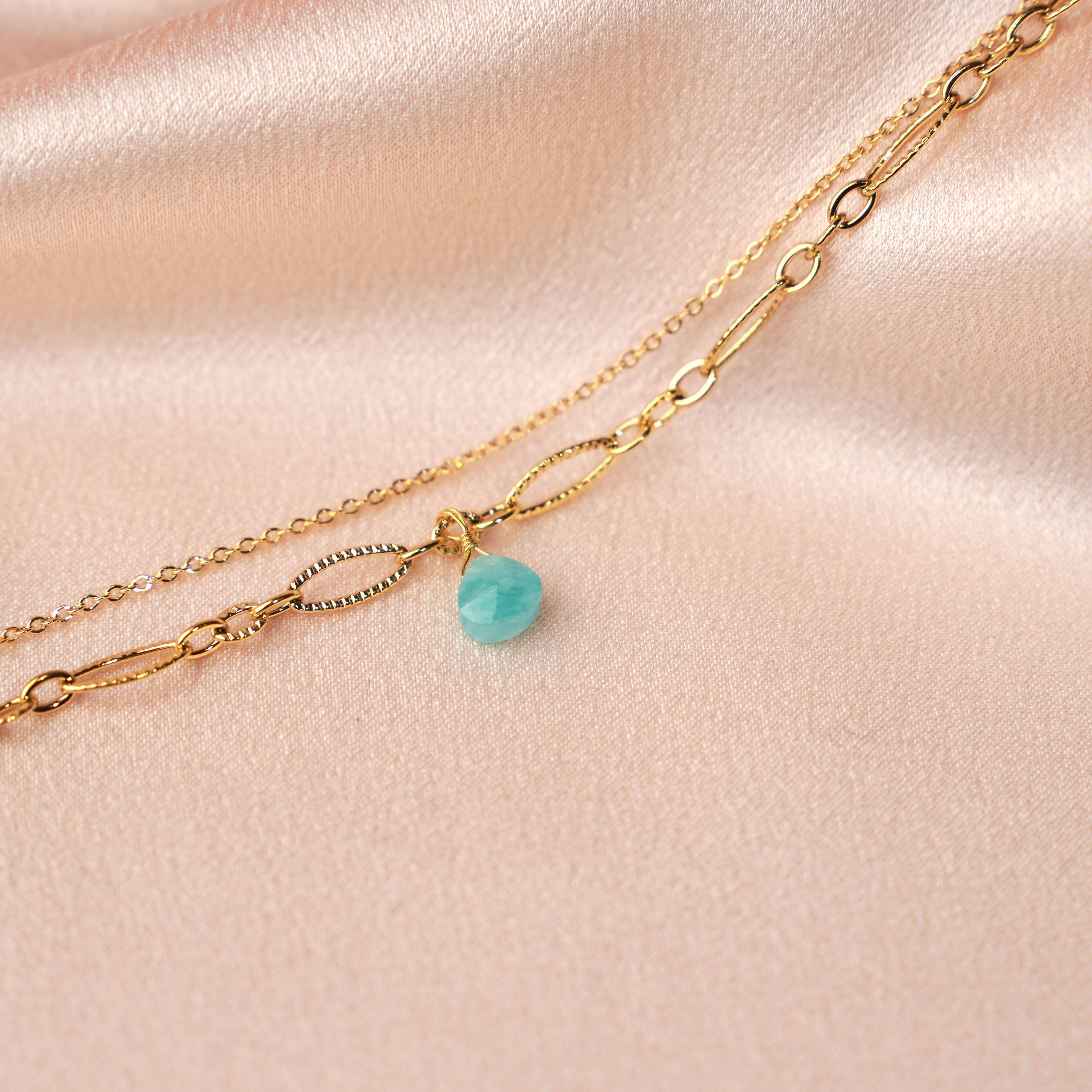 Pulsera Cielo. Acero inoxidable con amazonita