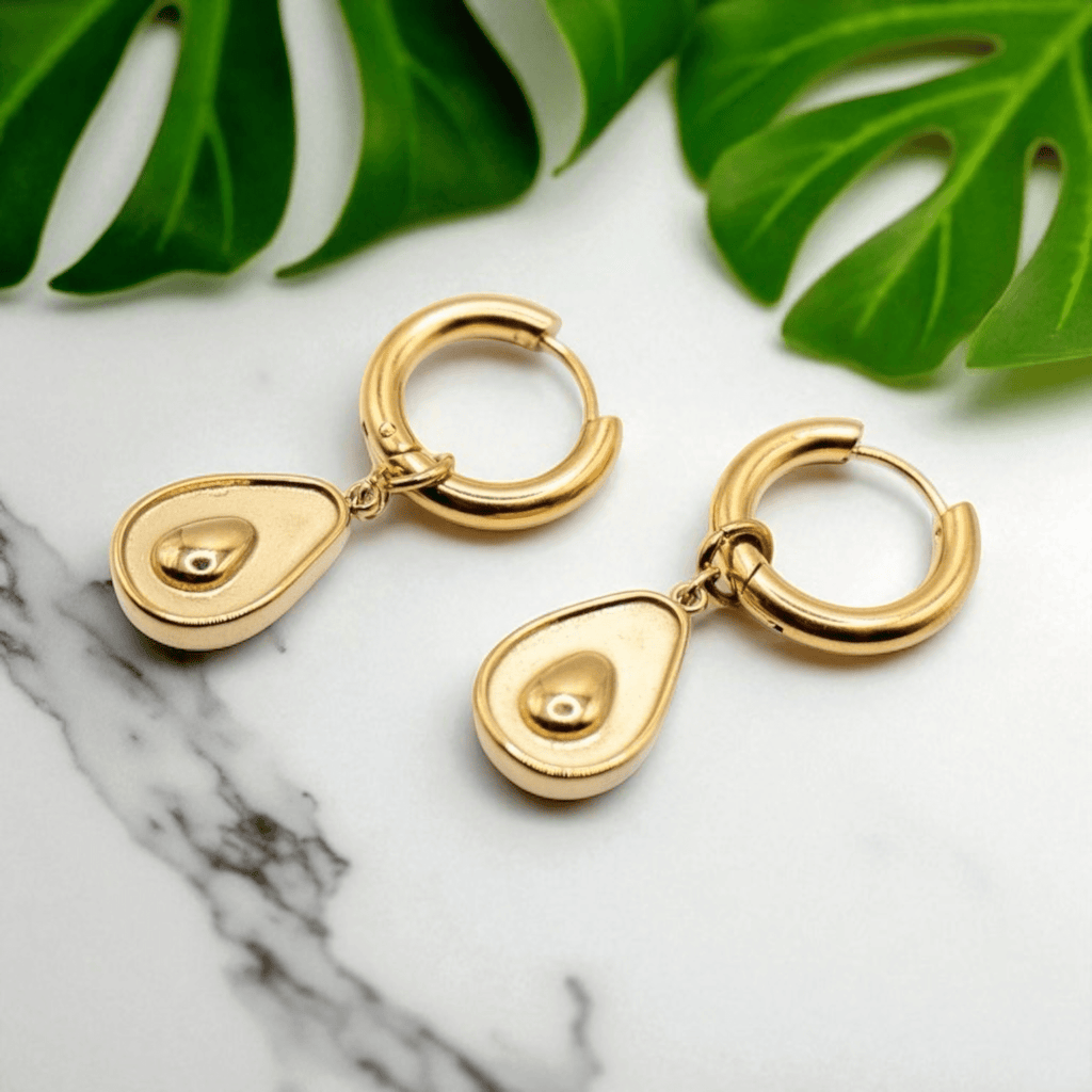 Pendientes Avocado. Acero inoxidable bañado en oro de 18K