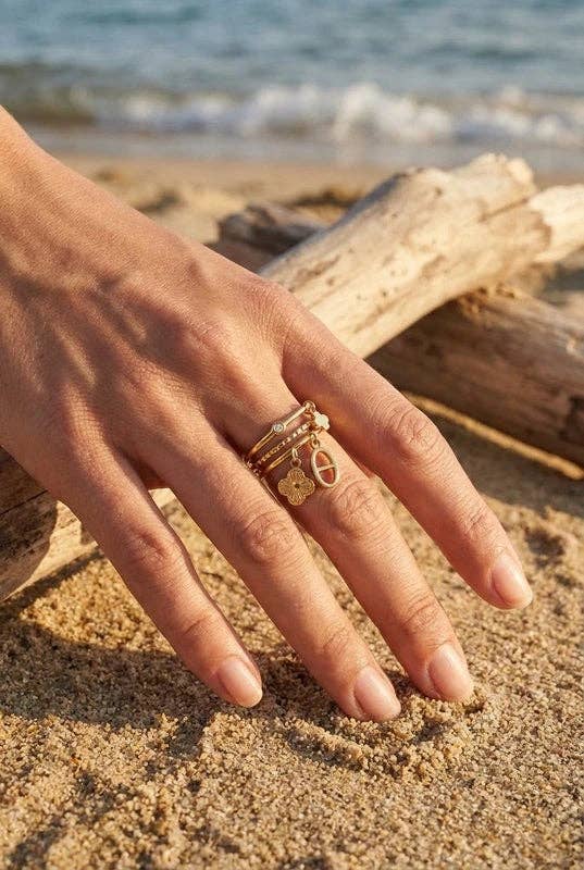 Anillo Alicia dorado. Acero inoxidable baño oro