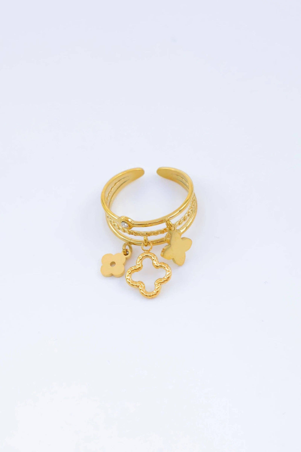Anillo Trebol. Acero inoxidable