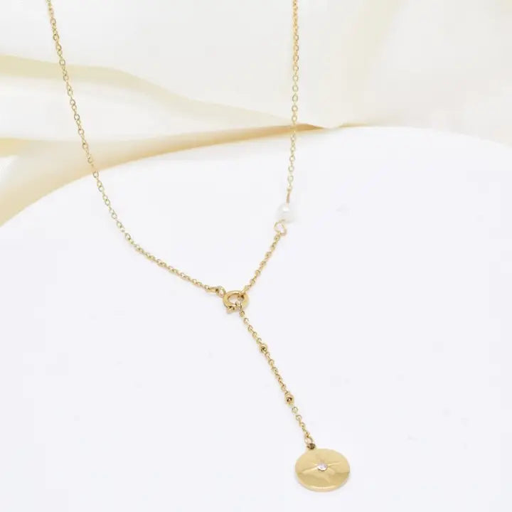 Collar Estrella. Acero inoxidable y perla