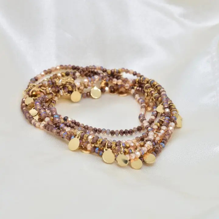 Collar Rosa. Acero inoxidable y cristales