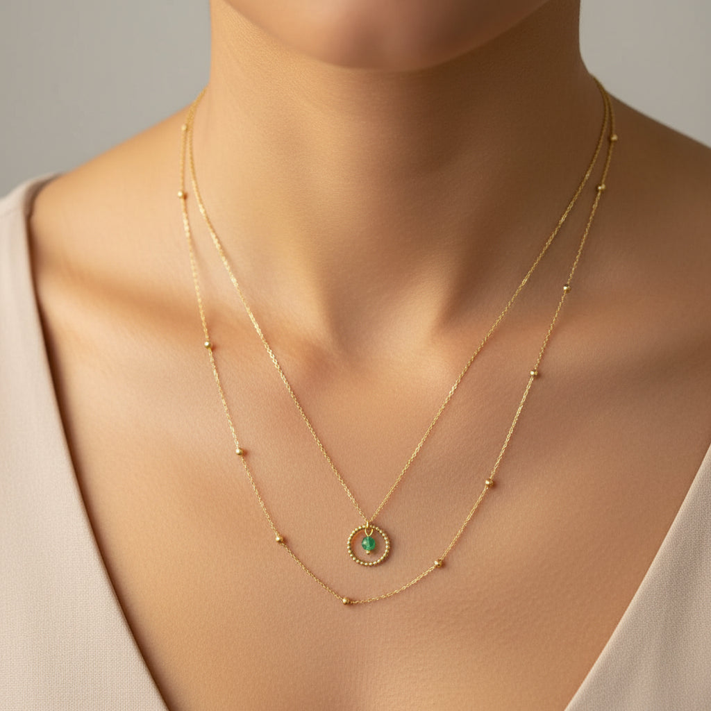 Collar Boheme. Acero chapado en oro 14K