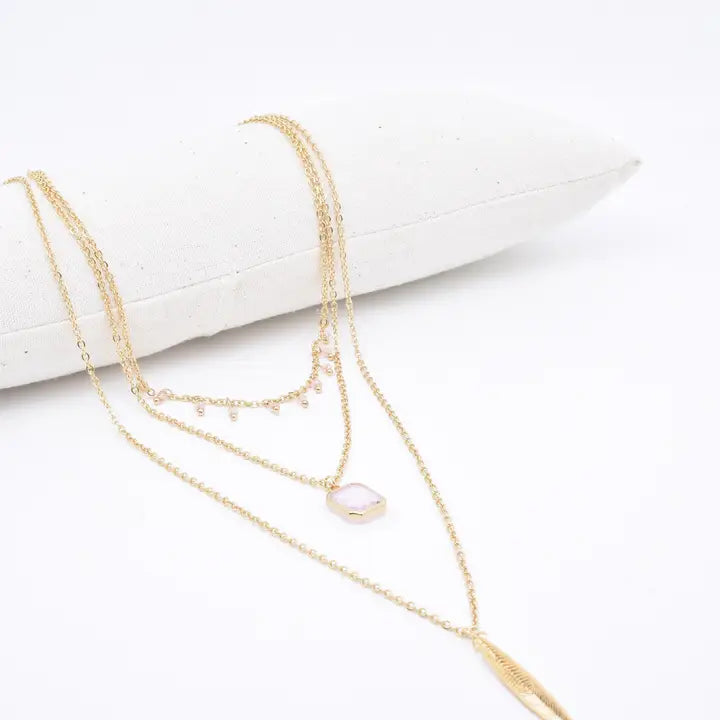 Collar Cristal.   Acero inoxidable dorado y piedra