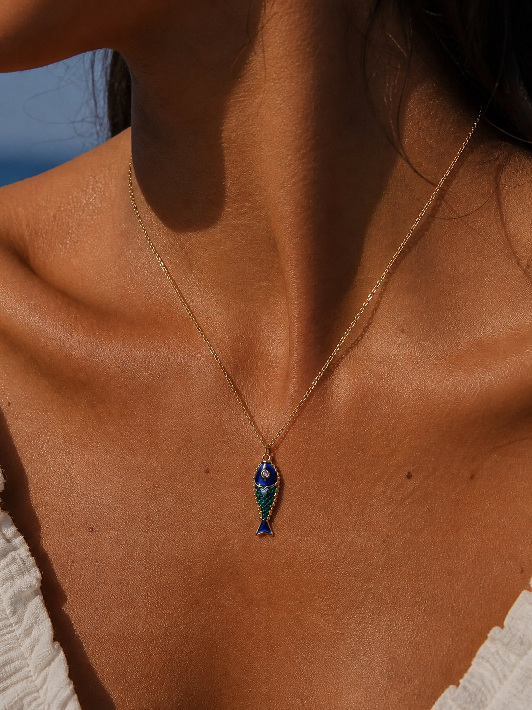 Collar Porto. Acero chapado en oro 18K y esmalte