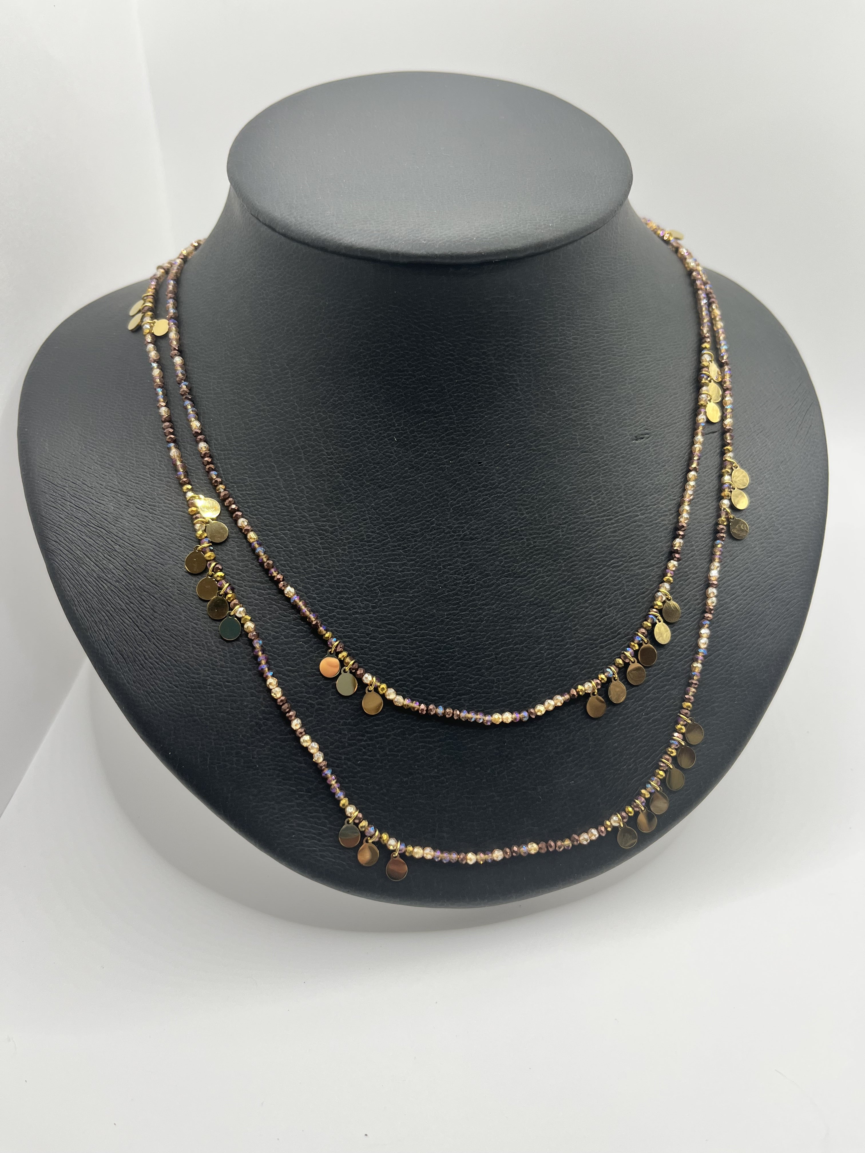 Collar Rosa. Acero inoxidable y cristales