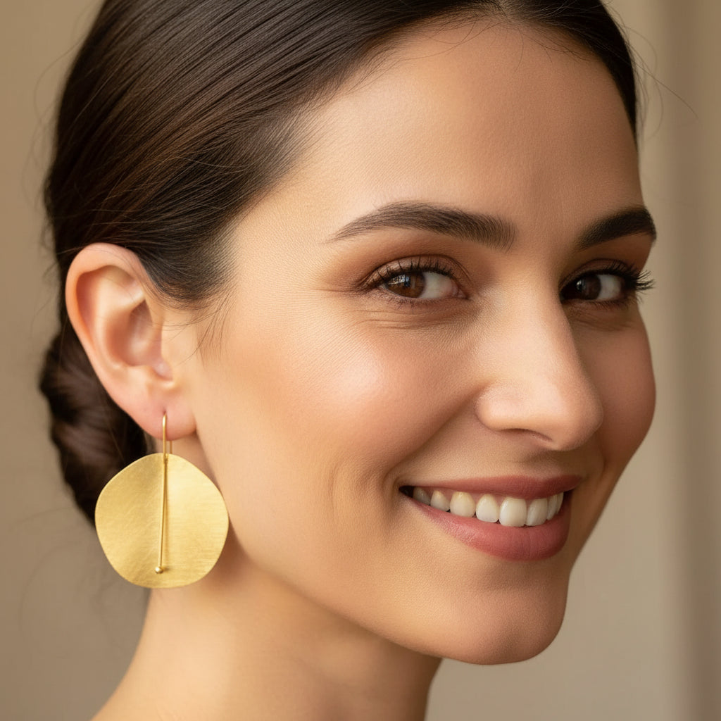 Pendientes Círculo. Acero inoxidable chapado en oro 14K