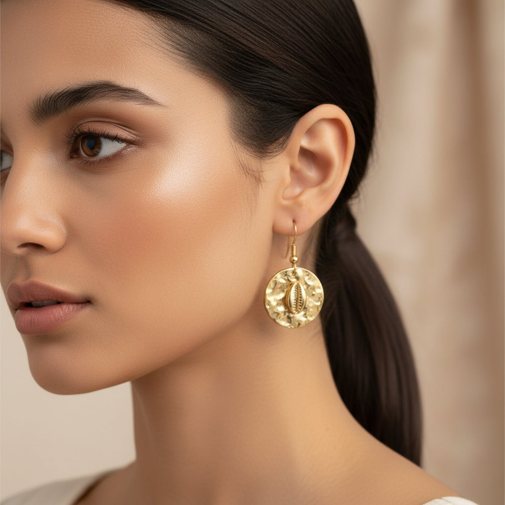 Pendientes Concha. Acero inoxidable dorado