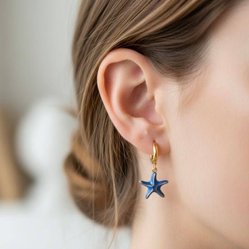 Pendientes Mare. Acero inoxidable chapado oro 18K, perla de rio