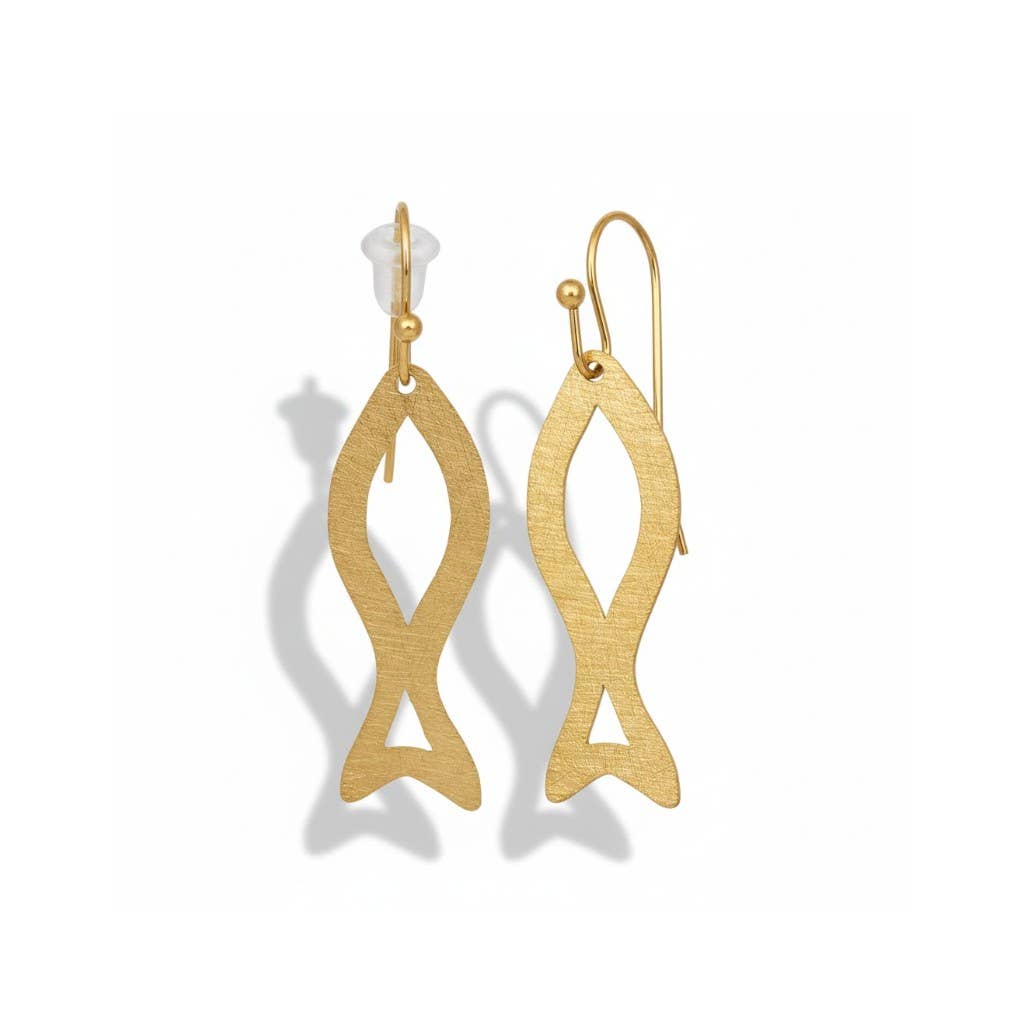 Pendientes Poisson. Acero inoxidable bañado en oro cepillado 14K