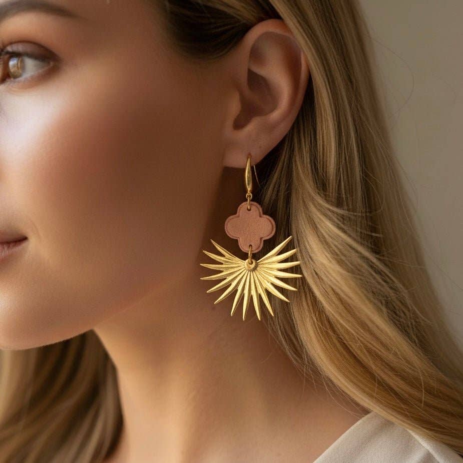 Pendientes Trébol. Acero inoxidable chapado en oro de 18K