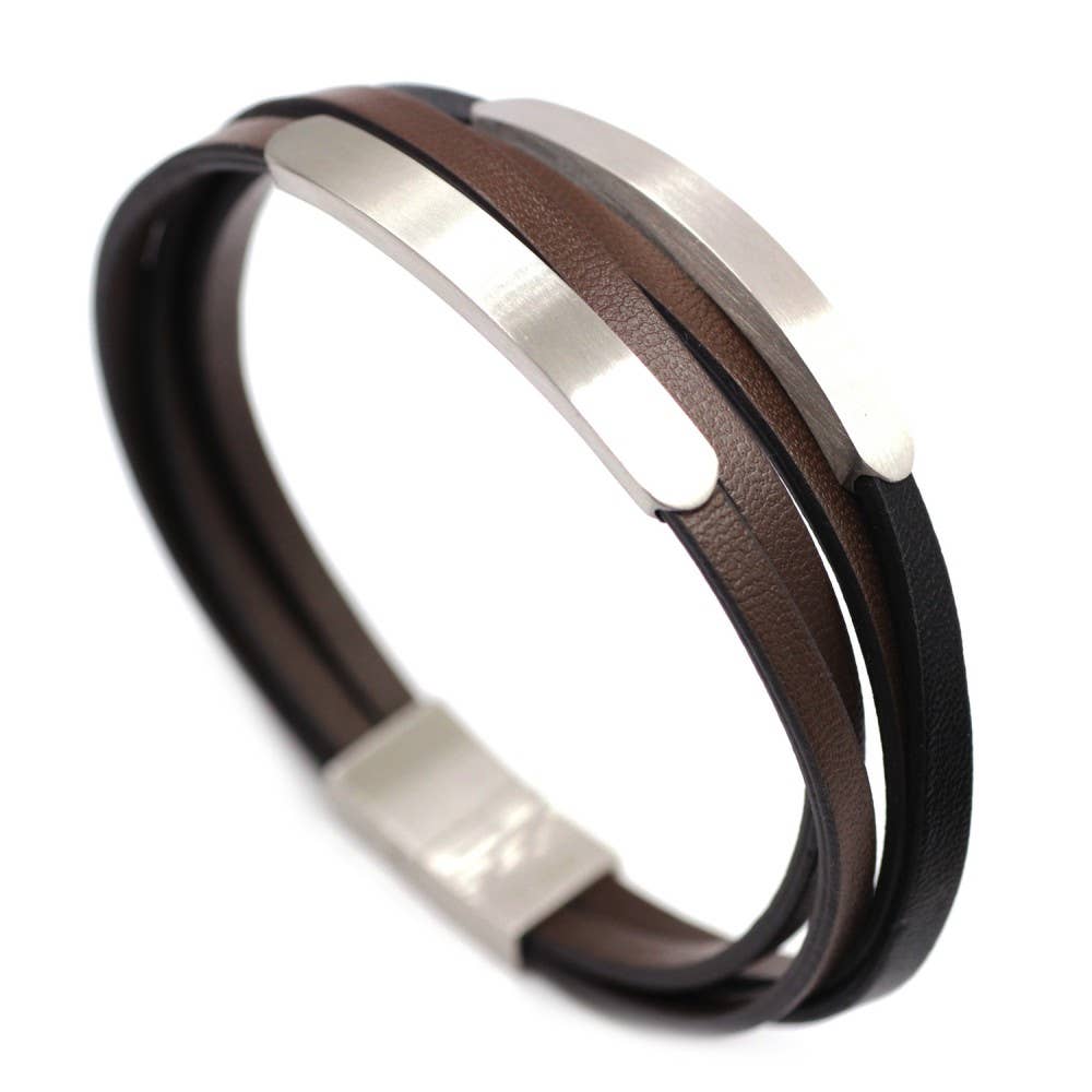 Pulsera Dante. Acero inoxidable y cuero
