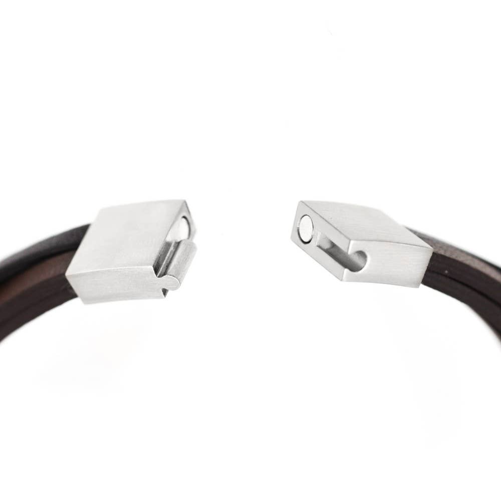 Pulsera Dante. Acero inoxidable y cuero