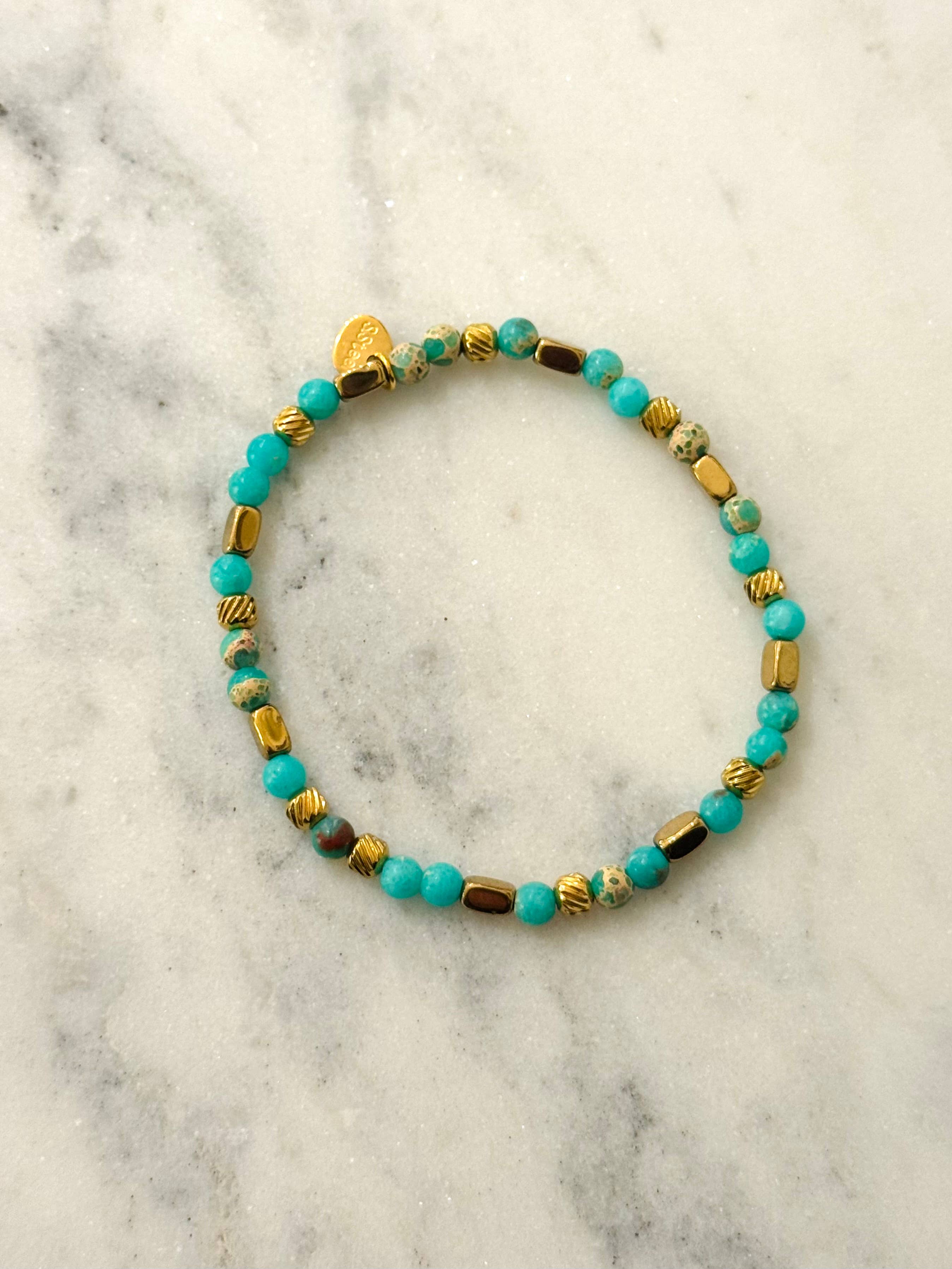Pulsera Emilia turquesa. Acero inoxidable y piedra Turquesa