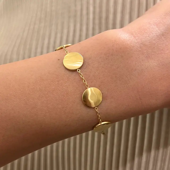 Pulsera Esfera. Acero inoxidable chapado en oro 14K