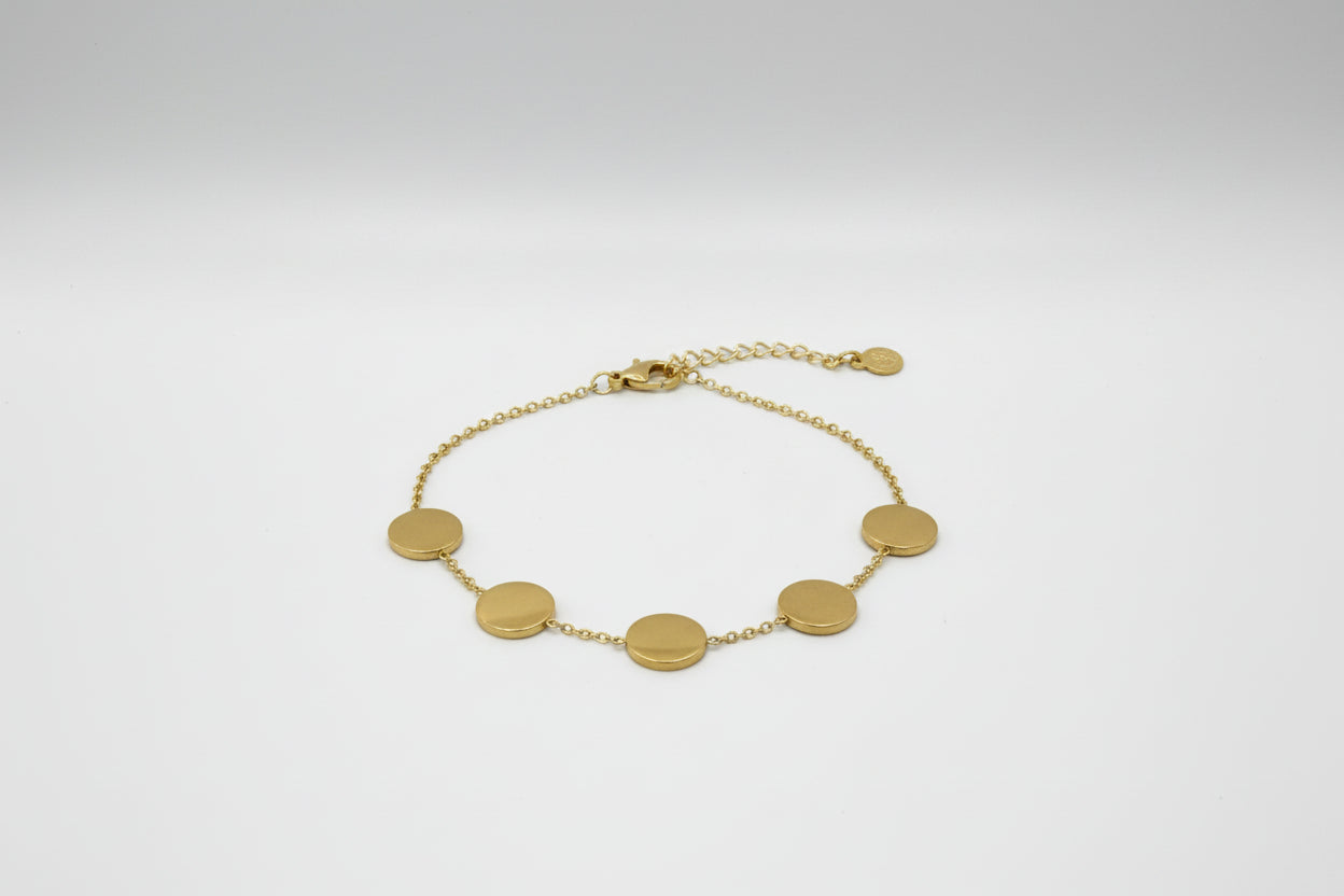 Pulsera Esfera. Acero inoxidable chapado en oro 14K
