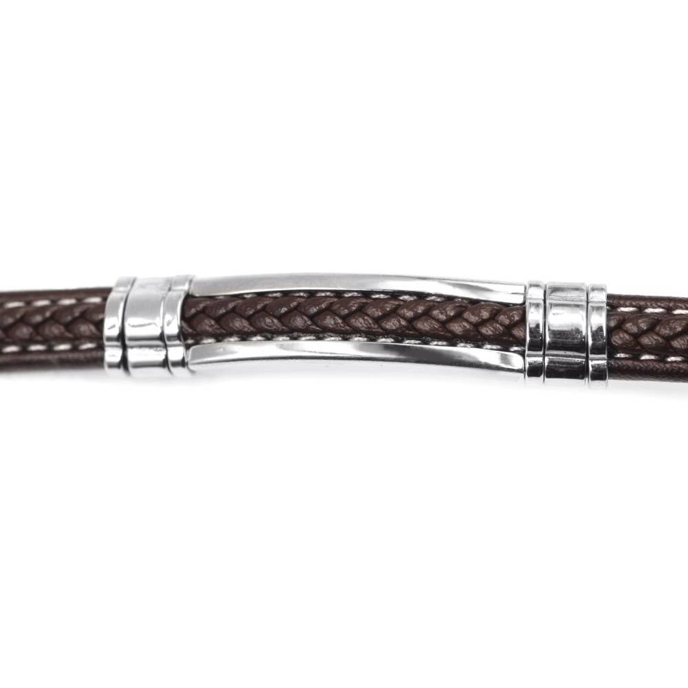 Pulsera Fran. Cuero y acero