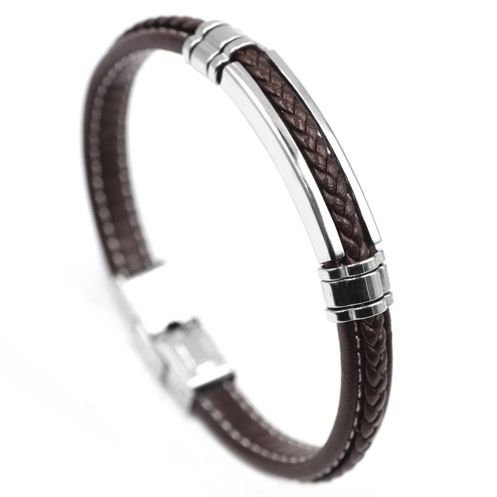 Pulsera Fran. Cuero y acero