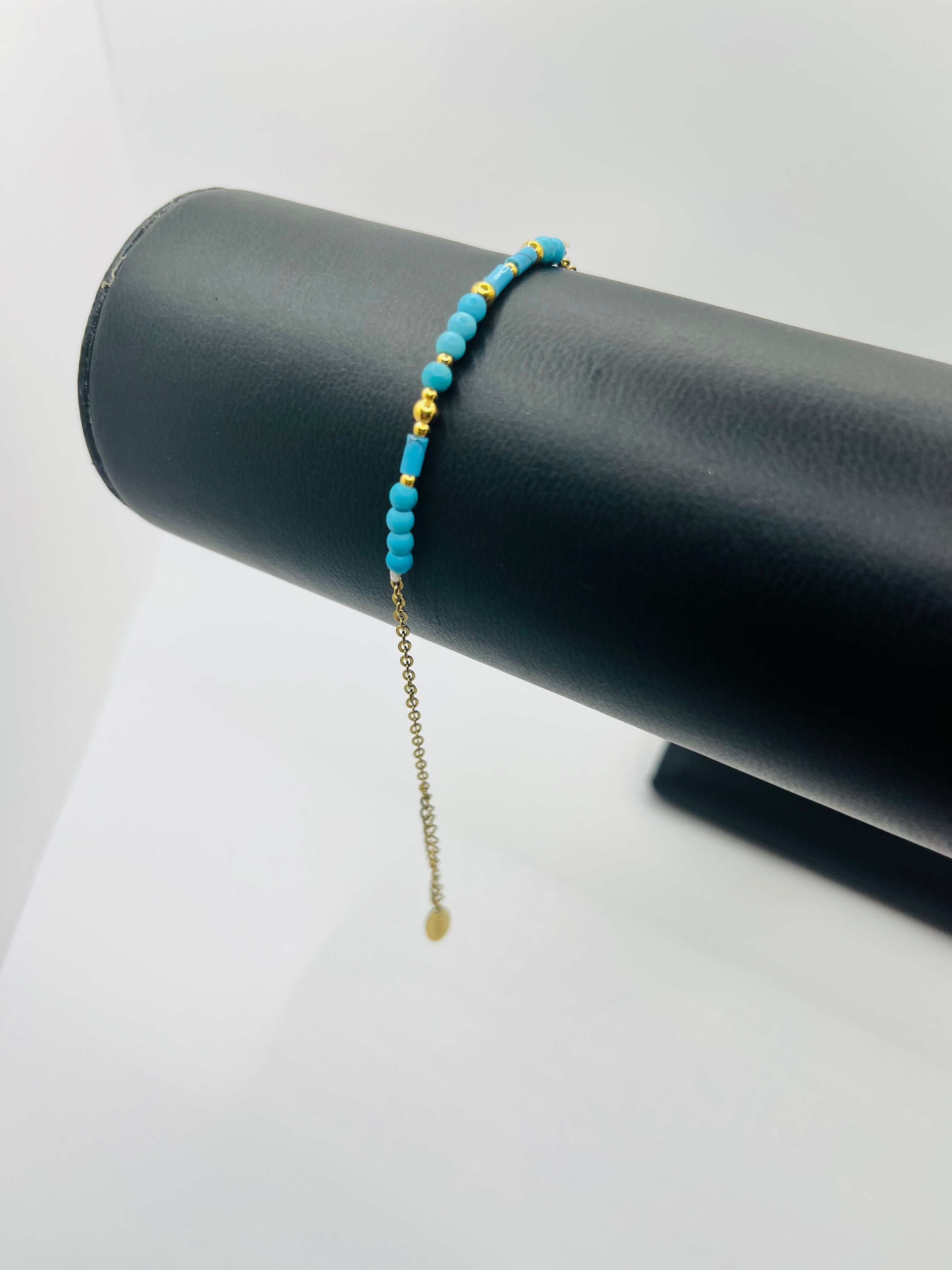 Pulsera Paz. Acero inoxidable y amazonita