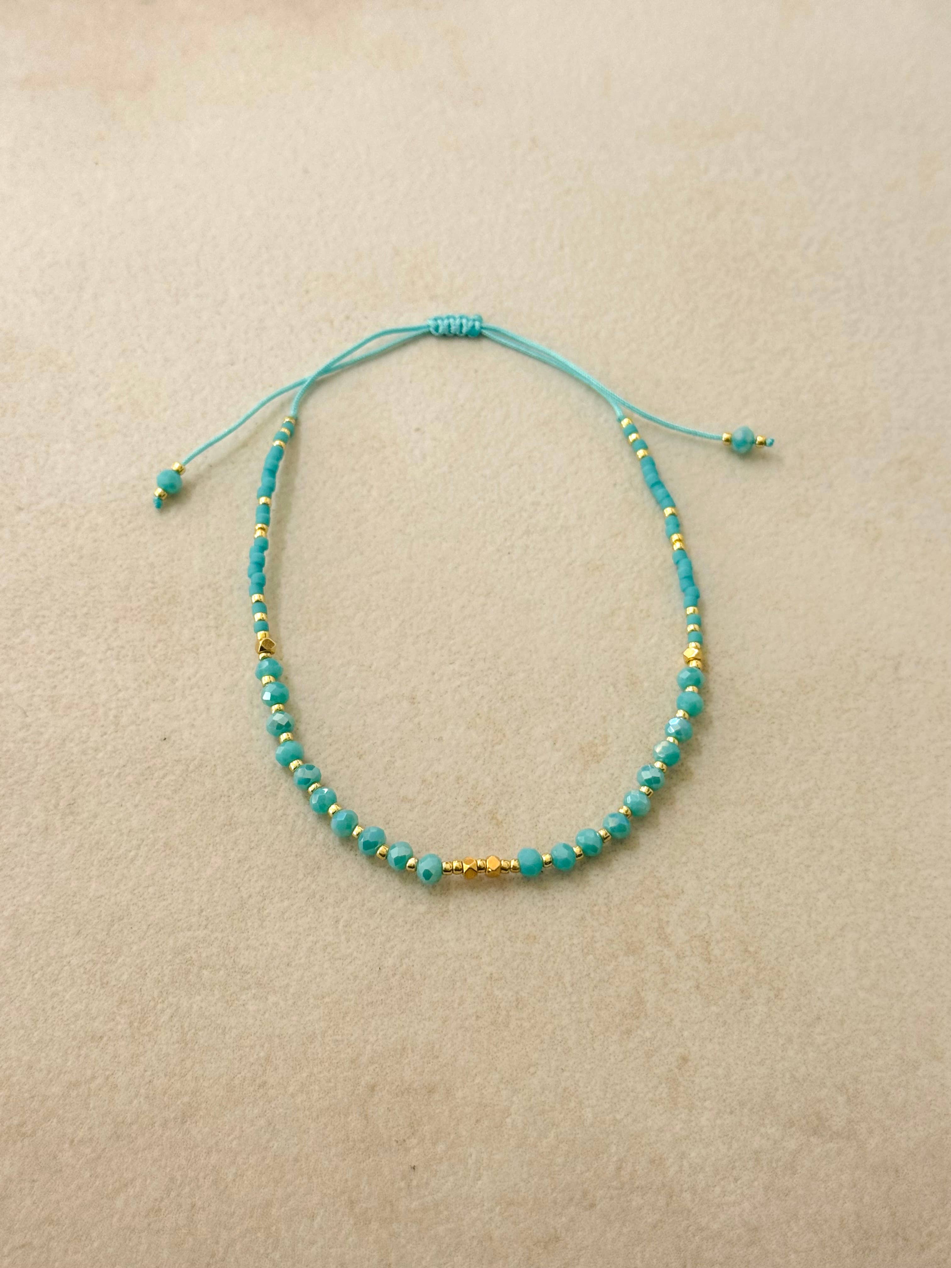 Pulsera Valeria Turquesa. Acero inoxidable y cristales