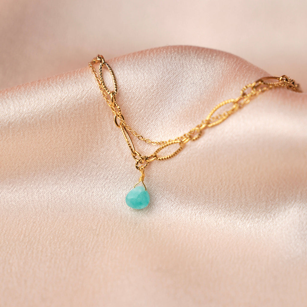 Pulsera Cielo. Acero inoxidable con amazonita